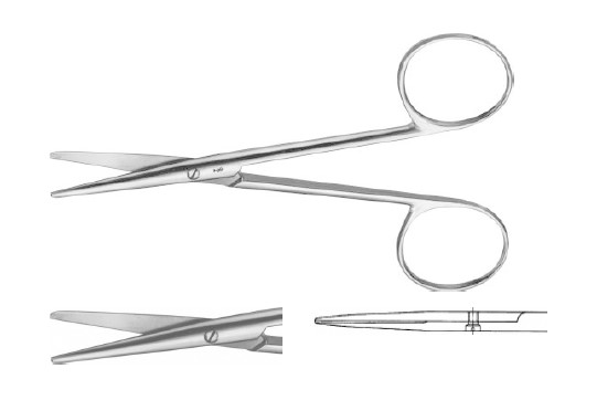 Коттл-кнейпп пластинчаті ножиці прямі тупі/тупі 105 мм